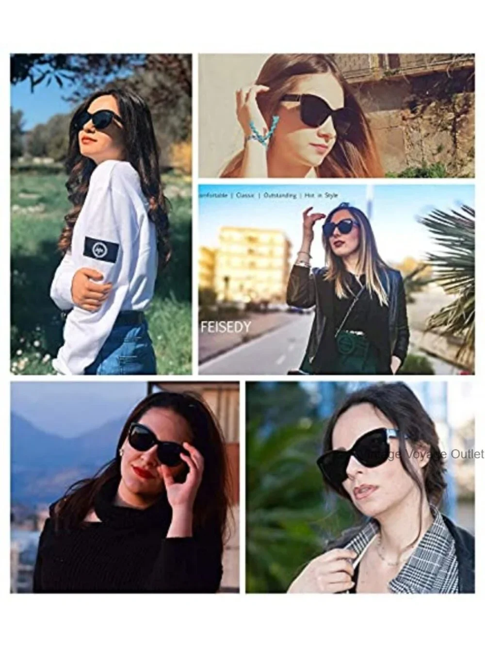 Polarized Sunglasses Cat Eye Vintage Jackie O UV400 Plastic Frame